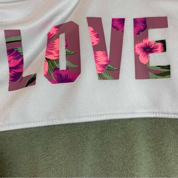 Victoria’s Secret Pink Sweatshirt Quarter Zip Pullover Hibiscus Graphic Logo XS - Picture 3 of 8